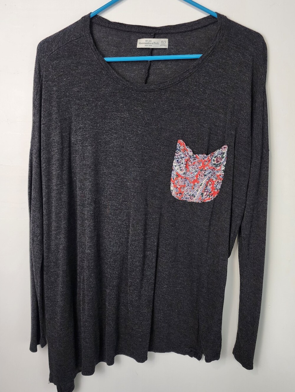 Abercrombie & Fitch XS/S Charcoal Gray Crewneck Top Womens Oversized Long Sleeve